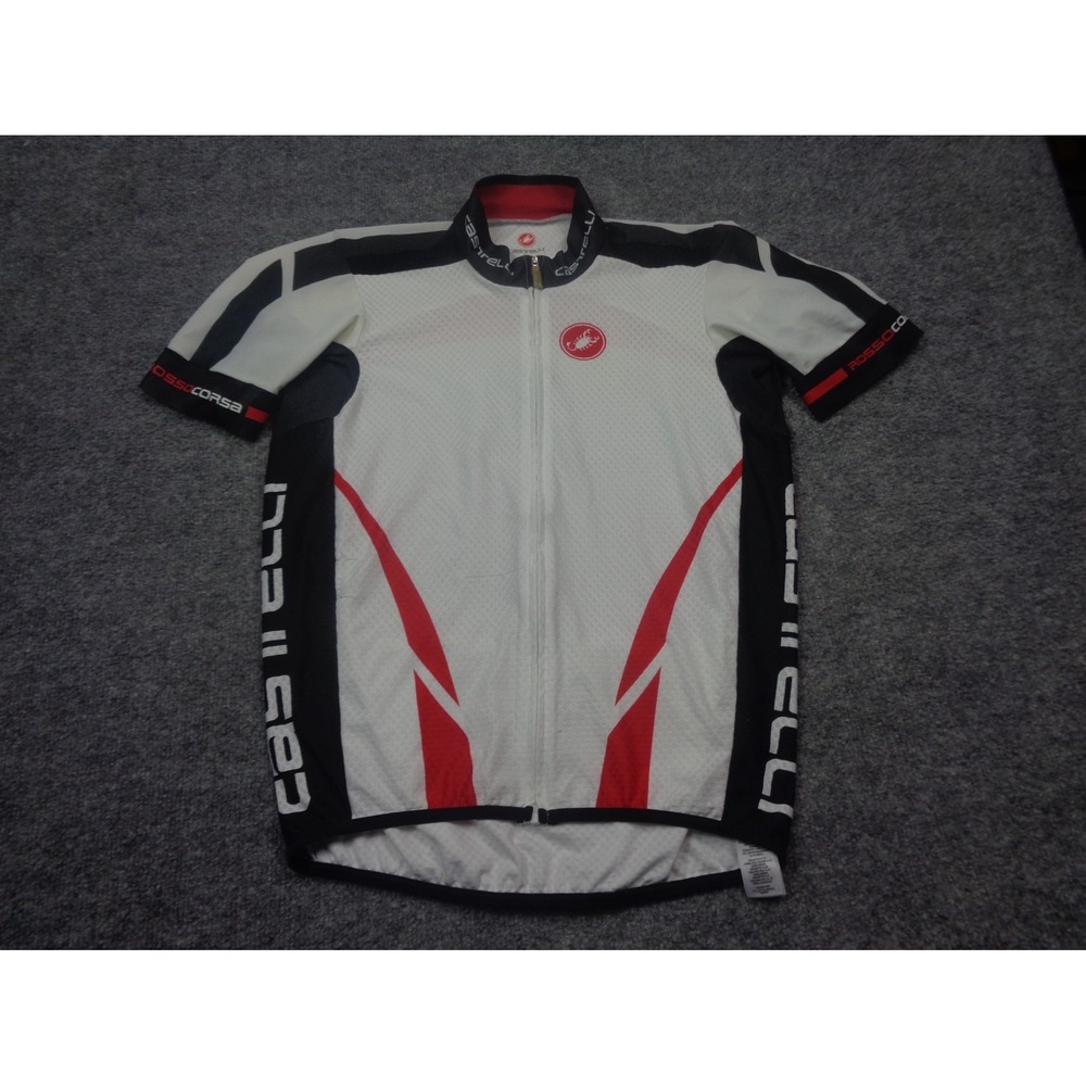 Castelli Rosso Corsa Cycling Jersey Mens M Full Zip Short Sleeve Adult